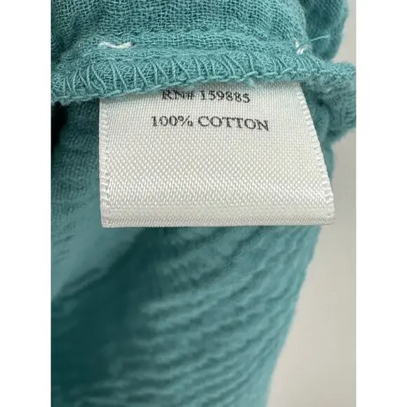 Bobi T-Shirt Dress Women Medium Blue V Neck Gauze Mini Summer Boho Coastal - Picture 7 of 7